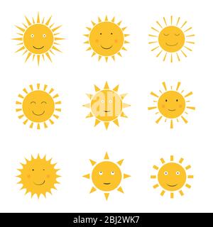 Sun emoji icons Stock Vector