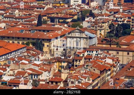 Italy Tuscany -  Florence  - panorama with Church of San  Marco Stock Photo