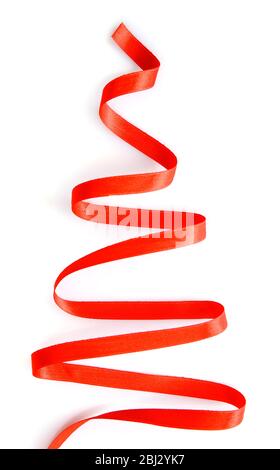 Red curved ribbon isolated on white Stock Photo
