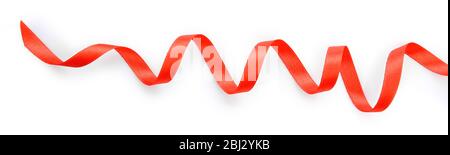 Red curved ribbon isolated on white Stock Photo
