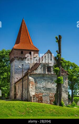 Abbey Tower and Arsenal building, 14th century, at Cistercian Abbey in Sulejow, Western Mazovia, Poland Stock Photo