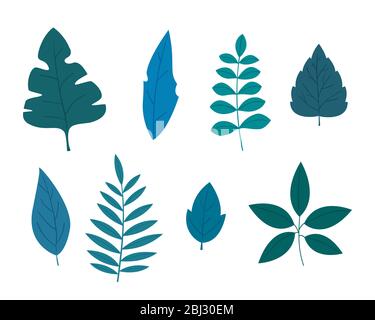 Set of 8 different house plants in pots. Old fashioned colors in flat modern style. Handmade drawings isolated on white background. Stock Vector