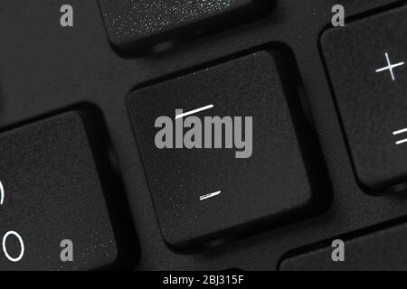 Black laptop keyboard close up. Macro photo. Stock Photo