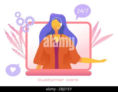 Cartoon icon with customer care marketing business flat for concept design with characters. Modern style infographic template. Notebook, CRM and envelope icon vector isolated metaphor illustration. Stock Vector
