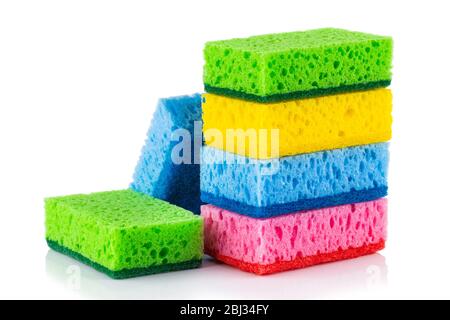 sponges for dishwashing isolated on a white background.. Stock Photo