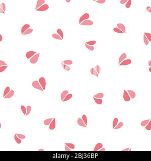 Vector doodle sweet heart pattern with hand drawn cutout heart shape on white background. Birthday, mothers day, valentine, romance. Surface pattern design. Stock Vector