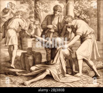 Noah Curses Ham, Old Testament, by Julius Schnorr von Carolsfeld, 1860 Stock Photo