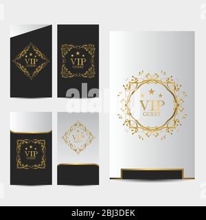 VIP party premium invitation card with luxury gold design. Black and ...