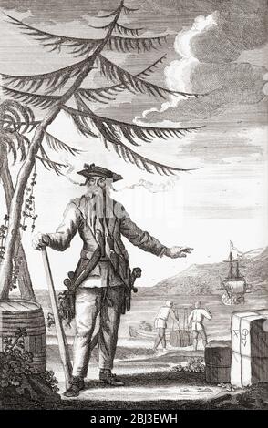 Edward Teach circa 1680 - 1718.  English pirate known as Blackbeard. Stock Photo