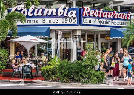 Renowned Columbia Spanish Restaurant St Armand's circle in Sarasota in Florida. Stock Photo