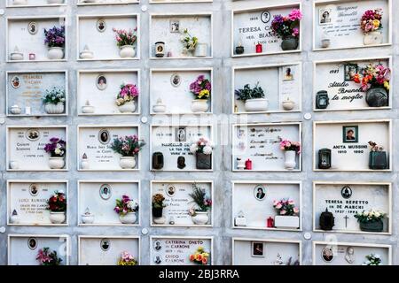 Cemetery in the village of Portfino in Liguria in Italy. Stock Photo