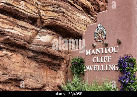 Manitou Cliff Dwellings of the Anasazi in Colorado. Stock Photo
