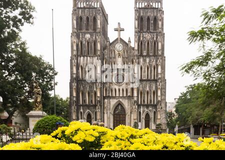 Hanoi St. Joseph's Cathedral - Neo-Gothic church of St. Joseph in Hanoi, Vietnam. Stock Photo