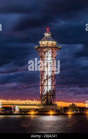 Bicentennial Tower located on Lake Erie and overlooking Presque Isle State Park and downtown Erie in Pennsylvania. Stock Photo