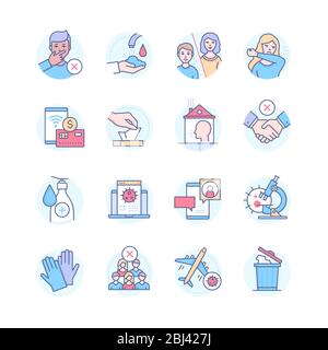 Coronavirus protective measures - colorful line design style icons Stock Vector