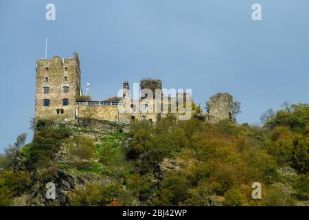 Middle Rhine scenic cruise- Castle Liebenstein, Kamp-Bornhofen, Rhineland-Palatinate, Germany Stock Photo