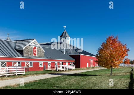 Pineland Farms Equestrian Center barn in Maine. Stock Photo