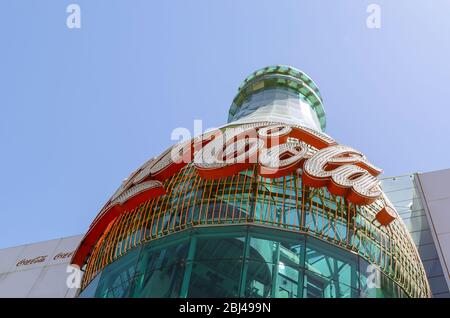 LAS VEGAS, Nevada USA - MARCH 29, View of Replica Coca Cola bottle in Las Vegas Stock Photo