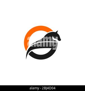 Horse, initial letter G graphic logo design concept template, isolated on white background. Stock Vector