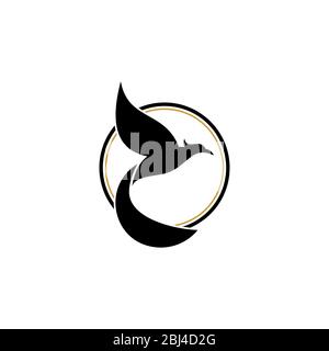 Flying bird graphic logo design concept template,  isolated on white background. Stock Vector