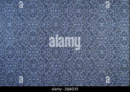 Seamless black and white damask wallpaper background pattern Stock Photo
