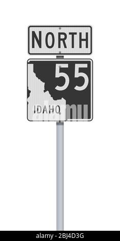 Vector illustration of the Idaho State Highway road sign on metallic post Stock Vector