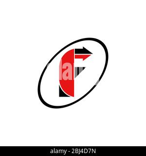 Initial letter F graphic logo template, with arrow design concept, isolated on white background. Stock Vector