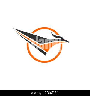 Bird express, fast eagle logo design concept template, Abstract business logo, isolated on white background. Stock Vector