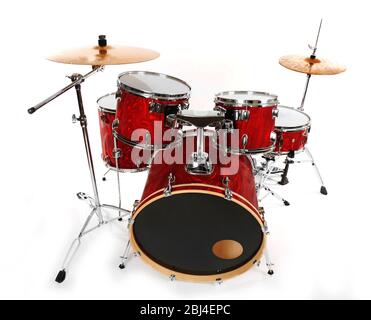 Set of red drums isolated on white background, close up Stock Photo - Alamy