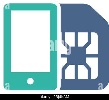 SIM card with mobile phone flat icon. Mobile slot, EMV chip symbol Stock Vector