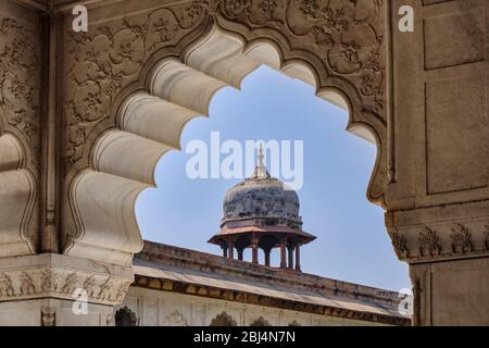 Diwan-i-Khas (Hall of Private Audiences) pavilion in Agra Fort in Agra, Uttar Pradesh, India Stock Photo