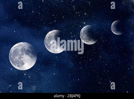 Amazing space, sky with stars and moon during eclipse, background Stock Photo