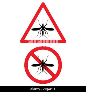 No Mosquito Icon red triangle, circle warning sign Stock Vector