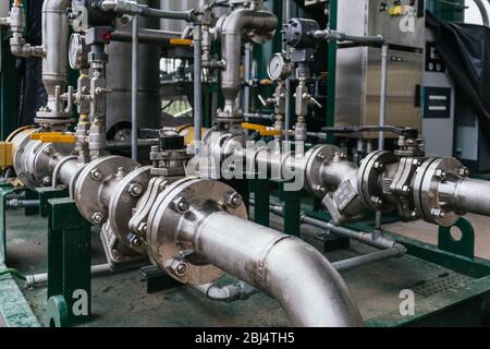 pipes, industrial elements, screws, pressure, pressure structures. connections ready for use Stock Photo