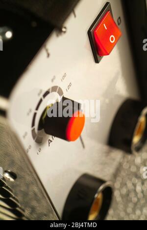 Close-up of an industrial switching button on control panel Stock Photo