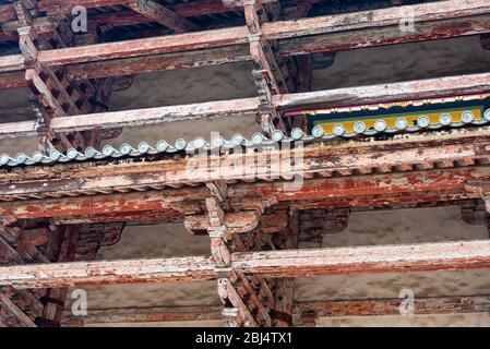 A section of the wooden structure of the Todaiji  temple, Nara, Japan Stock Photo