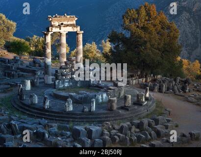 Various Archeological sites found in Delphi Greece Stock Photo