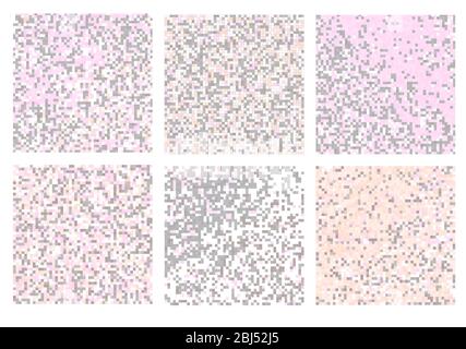 Abstract square pixel mosaic background set. Stock Photo