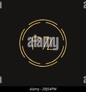 Creative golden letter PZ p z logo with leading lines and road concept ...