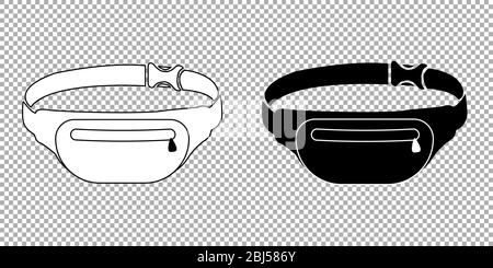 Black And White Waist Bag, Fanny Pack 80s-90s Style. EPS10 Vector Stock Vector