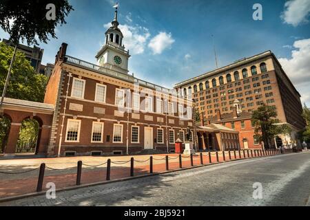 Independence Hall where the Declaration of Independence and the U.S. Constitution were signed in Philadelphia Pennsylvania USA Stock Photo