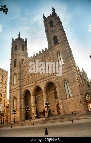 Exterior of Notre Dame Basilica, Montreal, Quebec, Canada Stock Photo