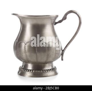 Vintage silver saucer isolated on white background Stock Photo