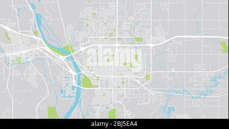 Urban vector city map of Bismarck, USA. North Dakota state capital Stock Vector