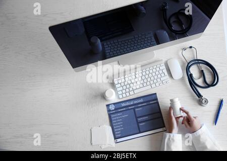 Young woman using his tablet-pc, close up Stock Photo