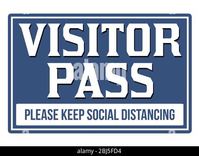 Visitor pass blue sign or emblem on a white background, vector illustration Stock Vector