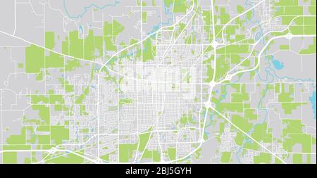 Urban vector city map of Springfield, USA. Illinois state capital Stock Vector