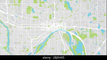 Saint Paul map, capital city of the USA state of Minnesota. Municipal  administrative area map with rivers and roads, parks and railways., Stock  vector