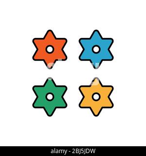 Japanese shuriken colour vector icon. Colours japanese shuriken icon, flat vector simple element illustration from editable weapons concept isolated s Stock Vector