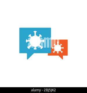 Speach bubble with coronavirus icon. COVID-19. Printable graphic tee. Design doodle for print. Vector illustration. Colorful. Stock Vector